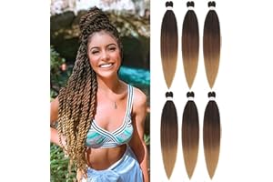 BLTYXT Pre stretched Braiding Hair 26'' Easy Braid 6 Packs Professional Itch Free Synthetic Fiber EZ Braids Yaki Texture Knotless Braiding Hair Extensions (26 Inch（Pack of 6）, T1B-30-27)