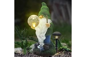 THE ENCHANTED GARDEN BRINGING GARDENS TO LIFE The Enchanted Garden - Estatua de gnomo de jardín para Exteriores, Estatua Funciona con energía Solar, Luces LED de jardín, Figura de jardín de Resina para decoración de Patio, césped, Patio