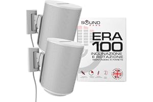 Sound bass ERA100 - Staffa per montaggio a parete, inclinabile e girevole, bianca, doppia (2 pezzi), compatibile con Sonos ERA 100, installazione semplice, include kit di montaggio, doppia, coppia
