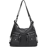 BARCELONA 21K Wash Leather Both Back and Shoulder Women's Bag 1925-6 Black