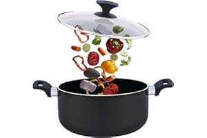 KITCHEN KING COOKWARE Kitchen King Casserole Dish with Lid for Oven and Hob Round Shallow Non Stick Krafto Casserole Dishes with Lids Oven Proof Black Dutch Pot Induction Compatible Aluminium PFOA Free (Black, 24cm)