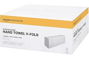 AmazonCommercial Premium 2-Ply V-Folded Paper Towels, 3990 Units (15 Packs of 266), Sheet Size: 22 x 21 cm, White, Compatible with H3 Dispenser