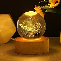 BYYLECL Veilleuse En Forme De Système Solaire 3D, Boule En Verre, Cadeau D'anniversaire Pour Petit Ami, Mari, Cadeau D'astronomie Pour Enfants, 6 Cm, Lune