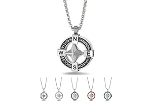 inSCINTILLE Collana Uomo Acciaio Ciondolo Rosa dei Venti, Lunghezza Regolabile 48-53 cm, Confezione Regalo Inclusa, Collanina Uomo Pendente, Catenina