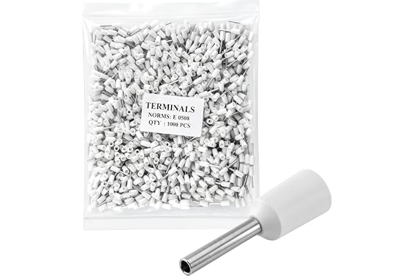 Heschen sladd terminal E0508 AWG 22/0,5 mm², tråd kopparkrimpanslutning, vinylisolerad, vit, paket med 1000