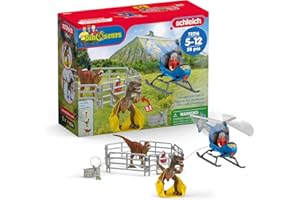 schleich Dinosaurs | Dino Helikopterrettung 72216 | Dinosaurier Set inkl. Hubschrauber, Flynn, 2 Dinos & Zubehör | tolles Geschenk für Kinder | Spielzeug ab 5 Jahren | 28 Teile | exklusiv bei Amazon