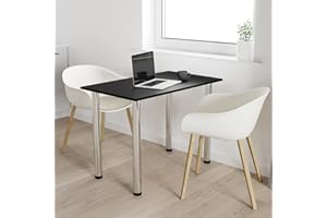 ‎AKKE AKKE mikon 60x40 | Esszimmertisch - Esstisch - Tisch mit Chrombeinen - Küchentisch - Bürotisch | SCHWARZ