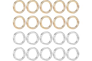 20 st rund karbinhake, väska tillbehör virkning, 35 mm krok för väska krok nyckelring spänne O, nyckelring fjäder nyckelring ring för bagage ryggsäckar hantverk (silver och