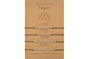 VU100 2/3/4 Codice Morse Bracciale Set Regalo Festa del Papà Regalo Gioielli Fatti A Mano Formato Regolabile Fatto A Mano per Papà Mamma Figlio Figlia Famiglia