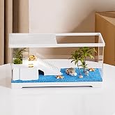 Turtle Fish Tank with Sunbathing Platform and Bottom Drainage, 40 x 20 x 22.5 cm Water Turtle Tank for Youth Turtles, Crayfis
