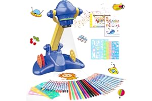 KONIJIWA Regalos para Niños Proyector Dibujos para Niños con 72 Motivos Juguetes Niños Juguete Proyector con Música Con Lápiz, Libro para Dibujar, Libro para Colorear Animales Marinos, Regla para 3 4 5 6 Años
