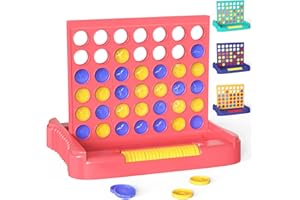 Pup Go 4 en Raya Rosa, Juego de Mesa Clásico y Familiar Desde 3+ años, Juguete Divertido Estrategia Educativo, Portátil para Viajes para 2 Jugadores, Tablero Plegable con 6 Discos de Repuesto