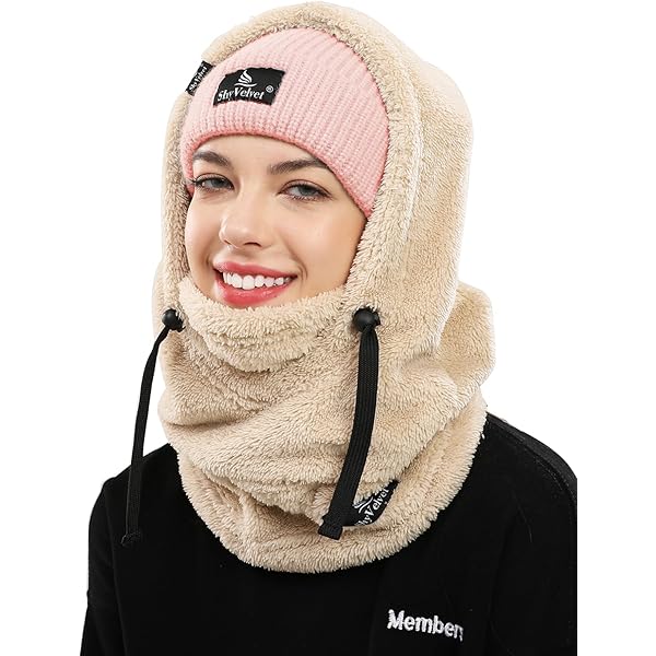 Set di cappello e sciarpa invernale da donna, passamontagna