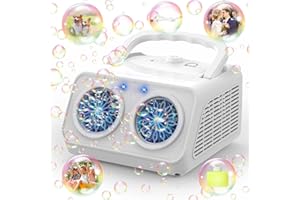 Panamalar Macchina per Bolle di Sapone Doppio Motore, 2 Modalità Automatico Soffiatore di Bolle per Bambini 20000+ Bolla/Min, Portatile Creatore di Bolla, 120ml Soluzione, Festa All'aperto Matrimonio