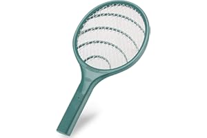 WUEAOA Racchetta Zanzare Elettrica 3000V, Paletta mosche con Rete di protezione bifacciale a batteria, Ultra leggero, antizanzare per uso interno ed esterno, Verde