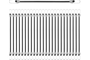 24 Piezas Cuerda Elástica con Ganchos,Liwein Juego de Correas Elásticas,Gomas Elasticas con Gancho,Pulpos Elasticos con Gancho para Sujetar Cargas Pequeñas Camping Mudanzas(25cm)