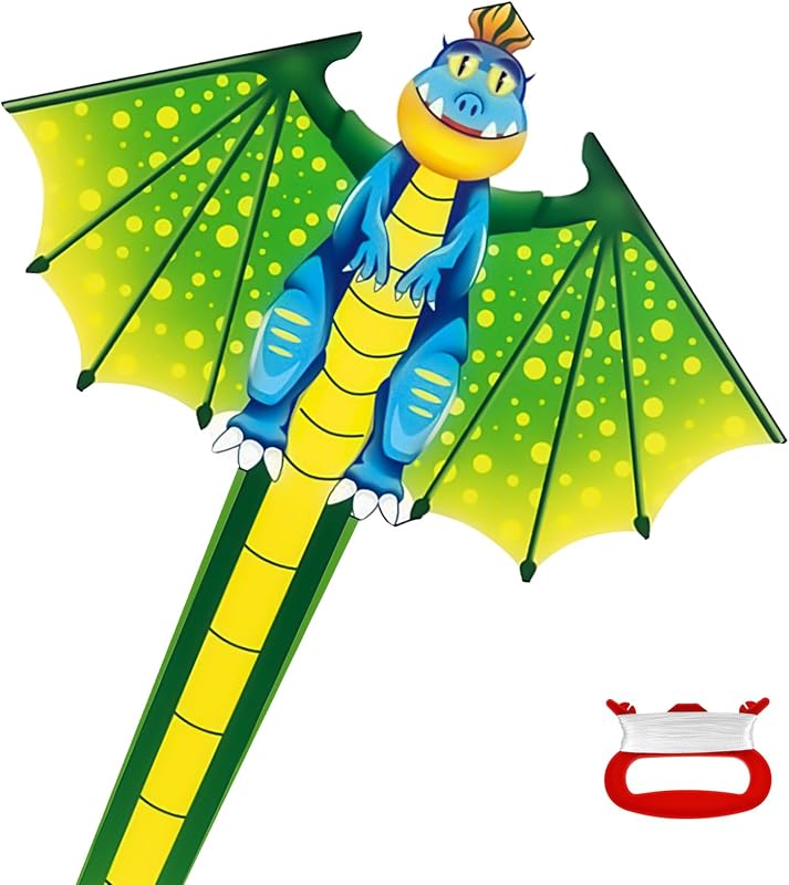 Flintronic Cometas para Niños, Dinosaurio Grande con 100m Hilo, Fácil Volar y Montar, para Playa, Campamento, Viaje, Juegos al Aire Libre