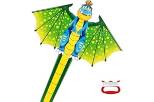 Flintronic Cometas para Niños, Cometa Dinosaurio Grande con 100m Hilo de Cometa, Fácil de Volar y Montar Cometa, para Playa, Campamento, Viaje, Juegos al Aire Libre