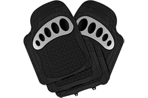 ‎WOLTU WOLTU Universal Auto Fußmatten Gummimatten Zuschneidbar Schwarz/Silber