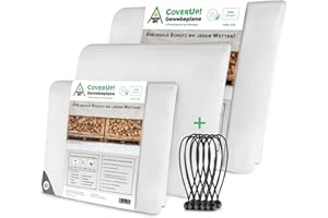 CoverUp! Telo impermeabile bianco 2 x 3 200 g/m² con 10 gomas di fissaggio e occhielli in alluminio – extra resistente UV e strappi – copertura premium