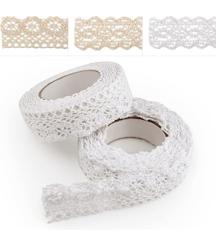 Lot de 6 Rouleaux de Ruban en Dentelle Vintage Beige - Déco