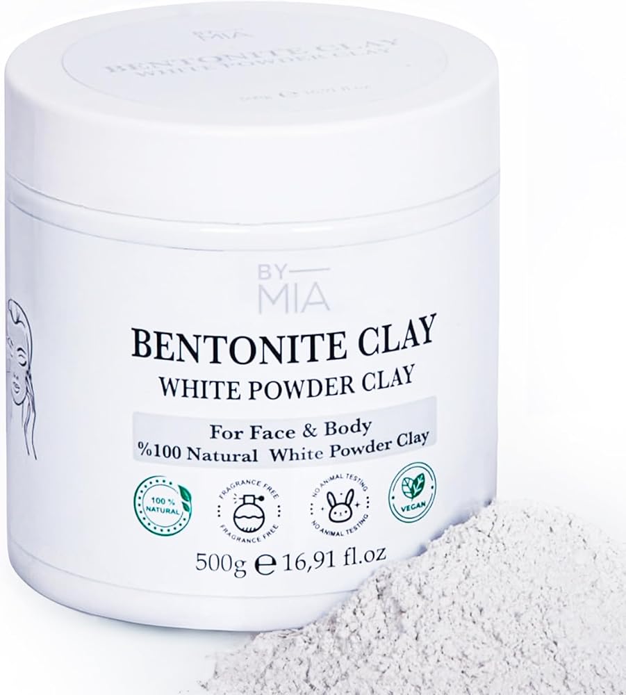 BY MIA Yüz ve Vücut Bentonit Kili%100 Natural Doğal Beyaz Toz Kil 500 gr