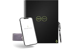 Rocketbook Core Cuaderno Inteligente Reutilizable, Conectado Digitalmente con Bolígrafo, Paño y Aplicación, Rayas, Negro, Tamaño A4 21 cm x 29,7 cm, 32 Páginas