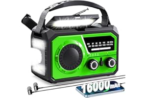 ETDEUH 16000mAh/59200mWh Kurbelradio,Tragbares Notfallradio mit Kurbel,AM/FM Solar Radio mit Handyladefunktion SOS Alarm/Kopfhöreranschluss/Leseleuchte/Kompass für Camping Outdoor Notfall