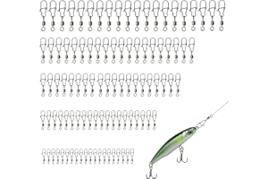 QingCming 100 Pièces Emerillons de Pêche Haute Résistance en Acier Inoxydable 4# 6# 8# 10# 12#, Connecteurs Pêche à roulettes, Résistants à la Corrosion pour la Pêche en Mer, Truite, Carpe et Brochet