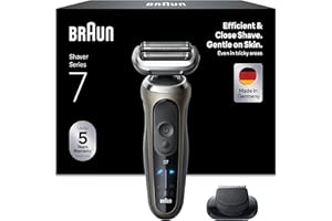 ‎BRAUN Braun Series 7 Glatzen Rasierer Herren, Elektrorasierer für Nass-& Trockenrasur und Glatzenrasierer / Kopfrasierer, Rasierapparat mit 60 Min. Akkulaufzeit, Wasserdicht, Gold