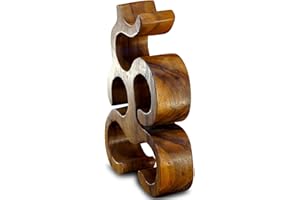 Kinaree Holz Weinregale in verschiedenen Varianten für 2 bis 6 Flaschen aus Akazie (Suar) Massivholz - Natur braun (6 Flaschen - 40x30x9cm Dunkel)