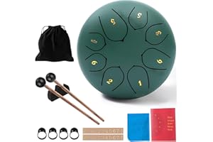 TAECHALINGO Rain Drum,Steel Tongue Drum,Chakra Drum Rain,Rain Drum Outdoor,Drum Rain Music,Rain Drum for Garden,Tamburo Zen Esterno,Handpan Portatile,Strumento a Percussione Metallo (8-Ton 6-Zoll)