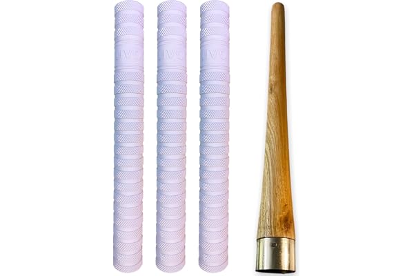 LIVOX Rubber Cricket Bat Grip White Ring Texture Bat Handle Gripper Cricket Accessories for Boys Cricket Bat Gripper, White, Pack of 4