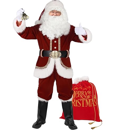 Tuta Babbo Natale Con Pancia Gonfiabile - Vestito Fantasia Stuffer Gobbo Rosa