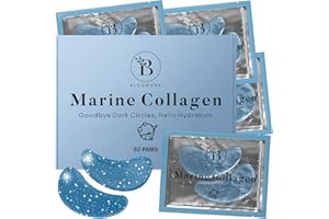 BLOOMORA Patch Yeux Anti Cernes - Masque Yeux avec Collagène Marin et Acide Hyaluronique - Patch Anti Cernes Yeux - Anti Poche Sous Les Yeux - Eye Mask pour l'hydratation (30 paires)