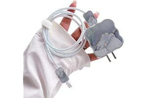 DIYGODY Protector de Cable en Forma de Onda con Patrón de Marmoleado para el Cargador del iPhone, Lindo Ahorrador de Cable Cargador USB para Líneas de Datos de Móviles [Marmoleado Gris]