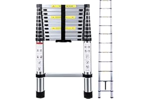 Acrohome 3.2M Telescopic Ladders Multi-Purpose Aluminium Telescoping Ladders Extension Extend Portable Ladder Foldable Ladder EN131 and CE Standards(3.2M/10.5Ft)
