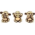 Two Moustaches Brass Three Musketeers Monkey Set, Standard | Durable Brass Decorative Showpiece for Home Office (Multicolour) (Pack of 3)