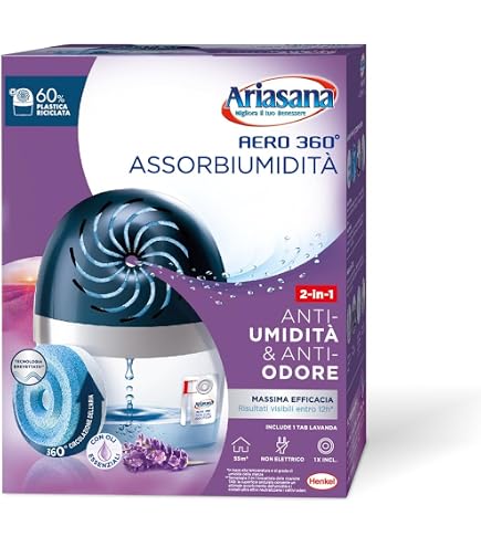 Vaily Deumidificatore Con Ricarica, Set 4 Contenitori + 8 Sacchi Da 400 G, Per Ambienti Fino A 40 M², Senza Elettricità, Antimuffa