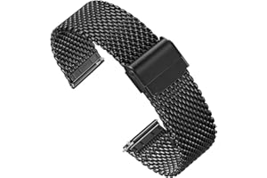 Zehior Stainless Steel Thick Mesh Watch Band for Men Women Quick Release Safty Clasp Metal Watch Strap 16mm 18mm 20mm 22mm