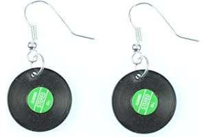 Miniblings Schallplatten LP Ohrringe - Handmade Modeschmuck I Musik Band DJ Vinyl grün - Ohrhänger Ohrschmuck versilbert