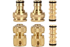 Vikrami lighting 6-Pack Brass Garden Hose Connectors - with 2X Dual Male Connector, 2X “Hose ½-Inch End Quick ConnectRust-Resistant Hose Fittings and Connector Kit for Connecting Garden Hose Pipes