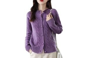 VOGRTCC Suéter Tipo Cárdigan Tejido De Lana con Botones Y Manga Larga para Mujer