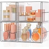 SortNStore cosmetic organizer 2 pieces 4 drawers non slip mats | Stackable for cosmetics, jewelry and stationery