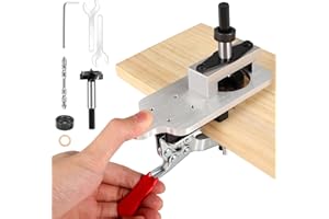 VoliVeeta 35mm Cabinet Hinge Jig, Concealed Hinge Jig, Aluminum Alloy Double Clamp Kitchen Hinge Jig Drilling Hole Puncher, Accurate Woodworking Drill Guide Locator Pocket Hole Jig for Cabinets Door