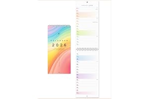 ‎UNITURE UNITURE® Kompakter Wandkalender 2026 schmal [12 x 50 cm] Ideal für schmale Wände in Flur und Küche I Streifenkalender 2026 lang I Kalender 2026 lang und schmal I Küchenkalender