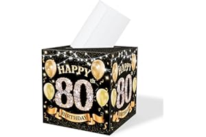 CMHIE 80th Black Gold Birthday Cards Box - 11 Year Birthday Party Decorations for bday Gift or Money Receiving Card Box, Birthday Activities Supplies - gold015