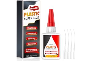 GLEAMGLEE Plastic Glue, Super Glue for Plastic Repair, Heavy Duty Instant Adhesive - Waterproof, Heat-Resistant, Clear Adhesive for PLA, Toys, Car, ABS, PVC, DIY Kits, 3D Printing, and More - 35g