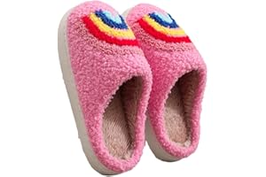 YAQUEKOU Hausschuhe Kinder Winter Erwachsener Slippers Plüsch Pantoffeln Regenbogen Hausschuhe Teenager Mädchen Hausschuhe