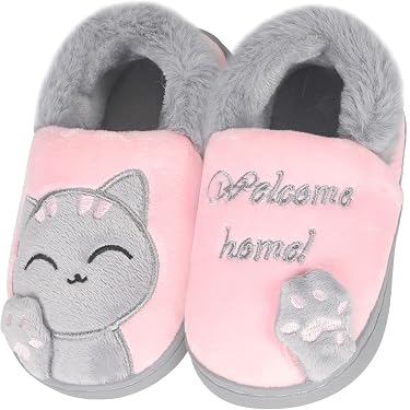 Pantofole Invernali Per Bambine ISAKEN – Morbide Ciabatte A Forma Di Coniglio, Antiscivolo, Colori Rosso/Grigio/Giallo/Rosa